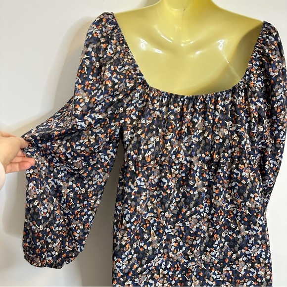 CHELSEA28 Babydoll Puff Sleeve Navy Floral Mini Dress Size S - Picture 6 of 10